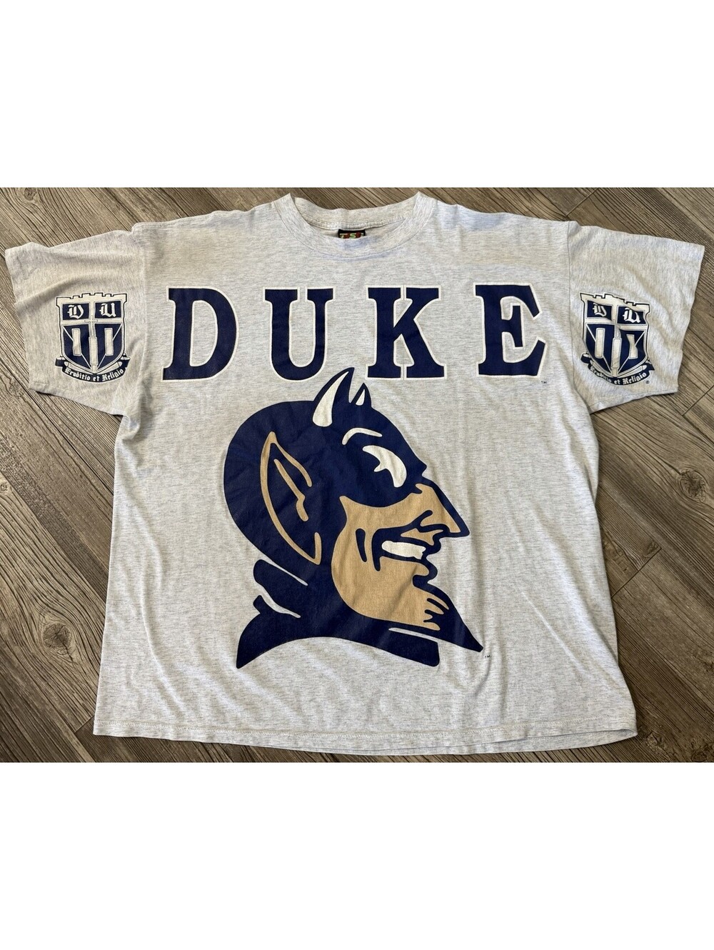 VERY RARE! Vintage Duke Blue Devils LARGE OVER PRINT T Shirt Men's XL USA